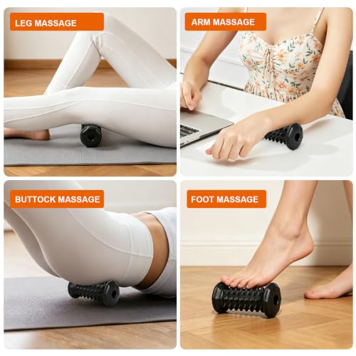 Foot Massager Roller for Plantar Fasciitis, Arch Heel Pain Relief - color: Black