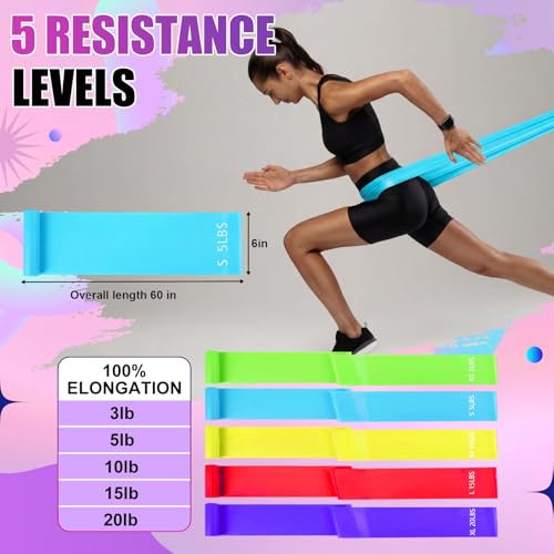 Resistance Bands Set, Long and Fabric Loop Bands for Working Out Exercise Stretching & Physical Therapy – Booty, Glute, Mini & Ankle for Home, Gym, Travel & Rehab