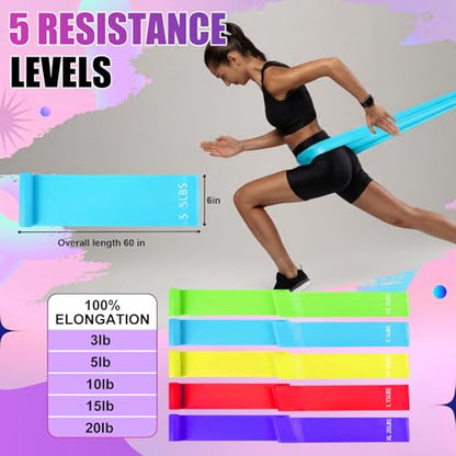 Resistance Bands Set, Long and Fabric Loop Bands for Working Out Exercise Stretching & Physical Therapy – Booty, Glute, Mini & Ankle for Home, Gym, Travel & Rehab