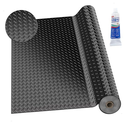 3mm Thin Diamond-Plate Rubber Flooring Roll, 2X 4 ft Waterproof Anti Slip Mat, Multi-Purpose Easy Clean Floor Protector for Garage, Laundry Room, Gym, Kennel - size: 2 ft x 4 ft x 0.1 in