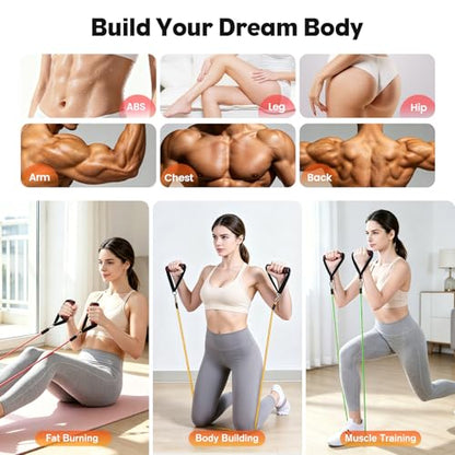 Resistance Bands Set, Himaly Exercise Bands Strength Training Fitness Bands Workout Elastic Bands with Legs Ankle Straps, Door Anchor, Handles & Carry Bag for Home Outdoor Workouts
