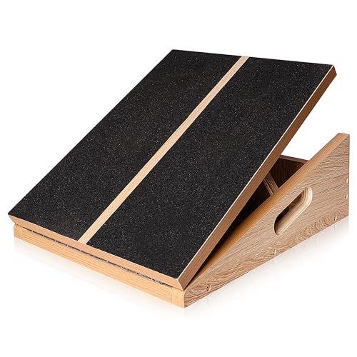 Professional Large Wooden Slant Board for Calf Stretching, Adjustable Incline Calf Stretcher for Injury Prevention, Ankle Stretch Board with 15°, 20°, 25°, 30° & 35°Stretch Movement