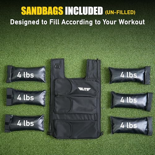 Elite Sports Weighted Vest for Men & Women, 4lb/8lb/12lb/16lb/20lb/24lb Reflective Adjustable Weight Vest Workout, Exercise, Running, Weight Loss & Strength Training (UN-FILLED)