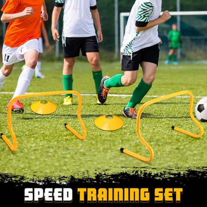 Gemscream 12 Pcs 12 Inch Agility Hurdles Training Equipment Agility Hurdles and Marker Cone Set Disc Cones Speed and Training Obstacle for Athletes Sports Soccer Football Tennis Basketball