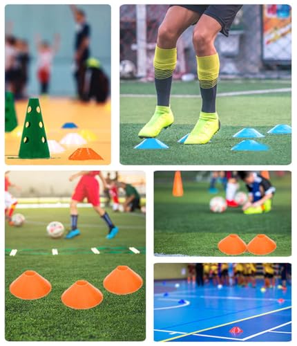 20Pcs Orange Plastic Disc Cones with Carry Strap Soccer Cones Training Cone Sports Markers for Basketball Drills Practice Outdoor Activities