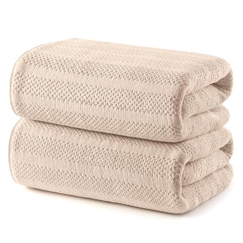 ecolook Microfiber Bath Towels Set of 2, 31 x 63 Inch Extra Large Bath Towel Set, Super Soft & Highly Absorbent, Quick Dry Lightweight Towels for Bathroom, Gym, Spa, Pool & Travel, Camel