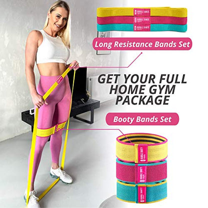 PeoBeo 3 Pack, Get Sexy and Slimmer with Non Slippery Fabric Resistance Booty Bands with Full Training Video, Ideal for Strength Building, Pilates, Rehab, Fitness, Pickleball Warm Up and Home Workout