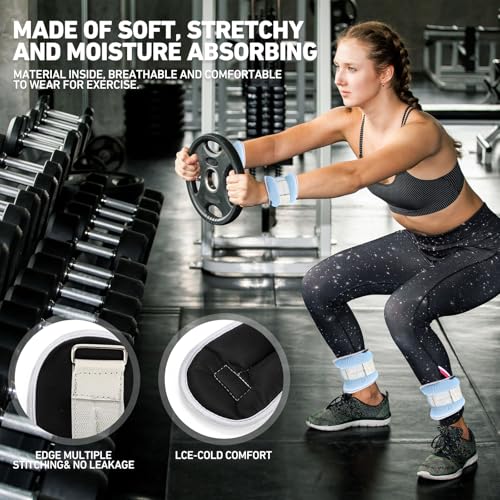 Shappy 4 Pairs Ankle Weights Set for Women Men Kids 2/3/4/6 Lbs Per Pair Adjustable Wrist Arm Leg Weights for Gym Yoga Fitness Workout Training Fitness Workout Walking Jogging Running