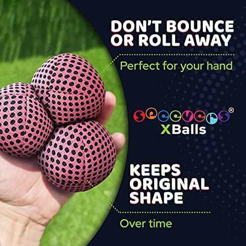 speevers Juggling Balls for Beginners and Professionals Set of 3, 14 Colors Available, 2 Layers of Net and Carry Case, Xballs Juggling Balls (Pink, 4.2 oz)