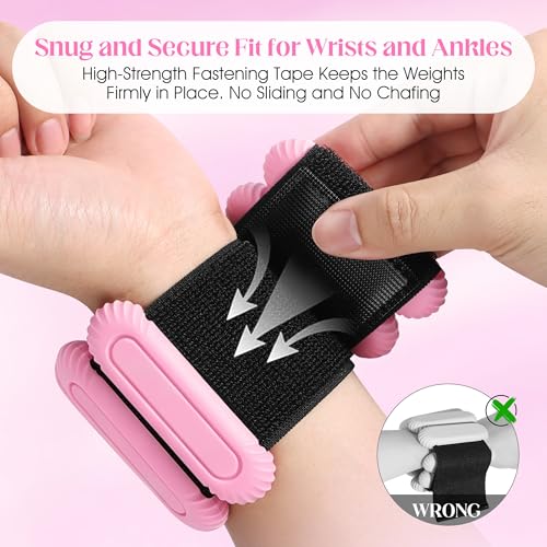 Wrist Weights for Women & Men, 2lb Silicone Wrist Ankle Weights - color: Pink