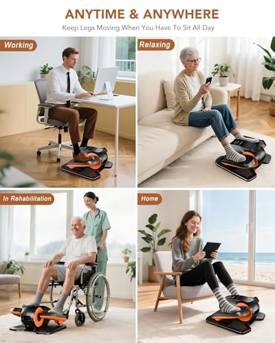 Under Desk Elliptical Machine,Leg Exerciser Electric as Seen on TV for Seniors, 24 Modes Romote Control Home Workout Exercise Equipment
