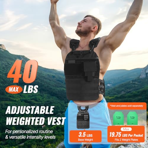 Happybuy Weighted Vest, 40lb Weight Vest, Adjustable Body Weight Jacket, Workout Equipment, for Strength and Endurance Training, Running, Jogging, Walking, Fitness, Weight Loss