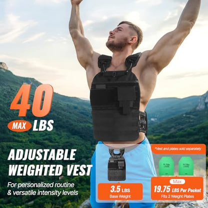 Happybuy Weighted Vest, 40lb Weight Vest, Adjustable Body Weight Jacket, Workout Equipment, for Strength and Endurance Training, Running, Jogging, Walking, Fitness, Weight Loss