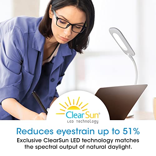 OttLite Soft Touch LED Clip Lamp, 3 Brightness Settings, White