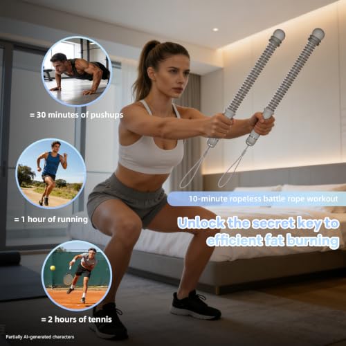 Cordless Battle Ropes with Adjustable Resistance Springs