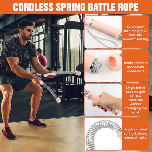 Weighted Cordless Training Ropes, Portable Workout Ropes for Home Gym, HIIT, Strength, Cardio Training with Wrist Wraps & Carry Bag for Men & Women