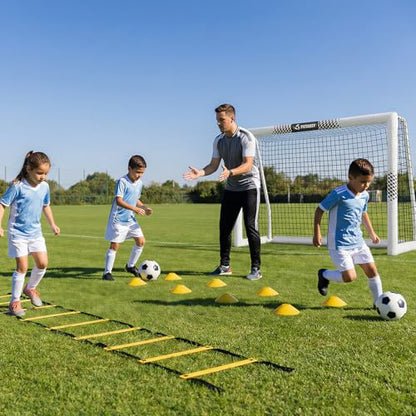 Soccer Goal for Backyard, 8x5/6x4 FT Heavy Duty Soccer Net with Safety Foam Padded Metal Post, Durable Goals with Training Set Agility Ladder & 12 Cones for Youth & Adults Practice - size: 6x4 FT