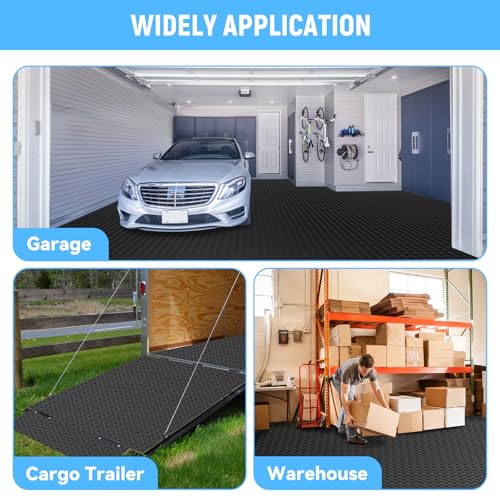 4x10 FT Garage Floor Mat, 2.8mm Thickened Diamond Plate - color: Black, size: 4x10 FT