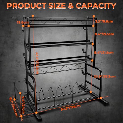 XL Adjustable Weight Rack for Dumbbells - Barbell Holder Bumper Plate Storage Rack with 3 Olympic Bar Racks, Dumbbell Rack Weight Stand,Home Gym Storage Rack for kettlebells,Yoga Mat