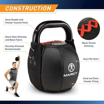 Marcy Strength Training Soft Kettlebell with Handle for Weightlifting, Conditioning, Strength and core Training 10 lbs - 40 lbs