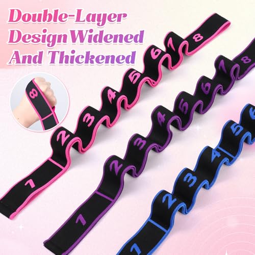 3PCS Fitness Resistance Band for Stretching and Yoga, 8-Section Numbered Elastic Resistance Band | Fitness Band with Clear Markings for Yoga, Stretching, Pilates - color: 3pscsB - 3pcs-Red*purple*blue