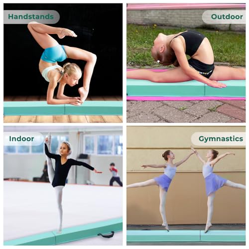 FBSPORT 8/10ft Balance Beam: Folding Floor Gymnastics Equipment PU Leather for Kids Adults,Non Slip Rubber Base, Gymnastics Beam for Training, Practice, Professional Home Training
