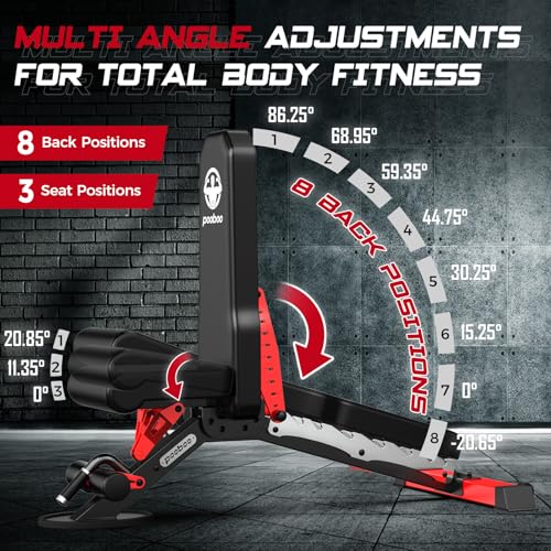 Pooboo Weight Bench, Heavy Duty Bench and 8 Adjustable Positions Workout Bench Press for Home Gym Strength Training