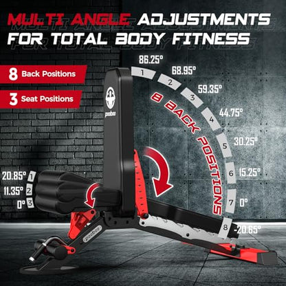 Pooboo Weight Bench, Heavy Duty Bench and 8 Adjustable Positions Workout Bench Press for Home Gym Strength Training