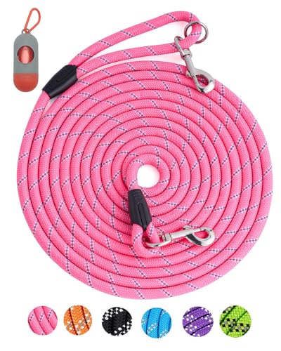 Long Dog Leash for Dog Training 16FT/30FT/50FT/100FT, Heavy Duty Dog Lead for Large Medium Small Dogs Outside Walking, Playing, Camping, or Yard 12Pink16FT - color: Pink, size: 16FT* 1/2 inch