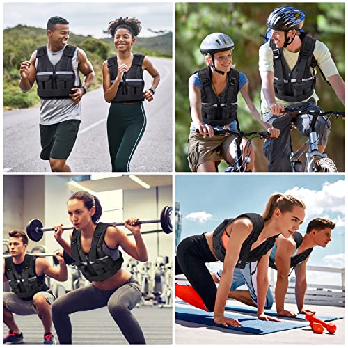 Sportneer Adjustable Weighted Vest Weights: 2-18 lbs/2-42 lbs Washable Weight Vest for Walking 16 In 1 Fast Adjust Rucking Vest for Women and Men Home Gym Running Jogging Strength Training Vests