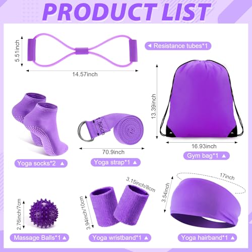 17 Pcs Home Pilates Kit with Resistance Bands 6 Tube Pedal Puller Resistance Band Set for Women Weight Loss Leg Training Workout Equipment Gym Exercise Equipment Beginners Yoga (Purple)