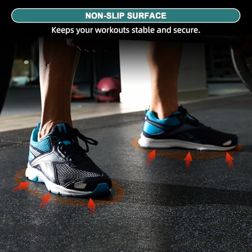 Heavy Duty Rubber Flooring Roll, 1/4” Thick EPDM Gym Rubber Mat, 4.1' x 9.8' Speckled Fitness Flooring for Home Gym & Garage, Non-Slip Exercise Equipment Floor Mat,Noise Reducing,Black with Red Flecks - size: 10'×4'