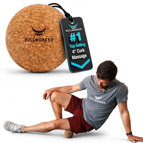 Bullworker 4" Cork Massage and Fitness Ball Recovery Tool - Deep Tissue Muscle Tension Release for Trigger Point, Muscle Soreness, Yoga Therapy, 10 CM
