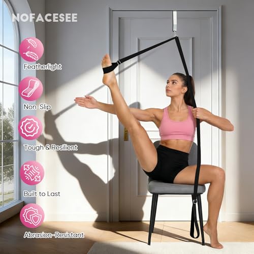 Stretching Strap with Door Anchor | Leg Stretcher for Splits, Flexibility & Physical Therapy | Dance Equipment | Home Use for Ballet, Yoga, Dance, Cheerleading, Gymnastics (All Levels)