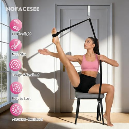 Stretching Strap with Door Anchor | Leg Stretcher for Splits, Flexibility & Physical Therapy | Dance Equipment | Home Use for Ballet, Yoga, Dance, Cheerleading, Gymnastics (All Levels)