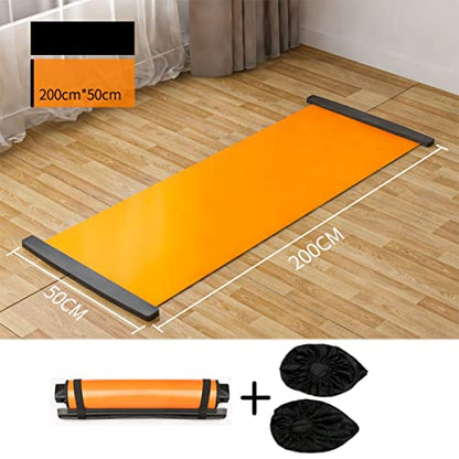 Slide Board (78" L x 20" W) with End Stops, Sliding Booties, Mesh Carrying Bag Included and Exercise Guide for Low-Impact Indoor Home Workouts and Balance Training (Skating, Hockey)