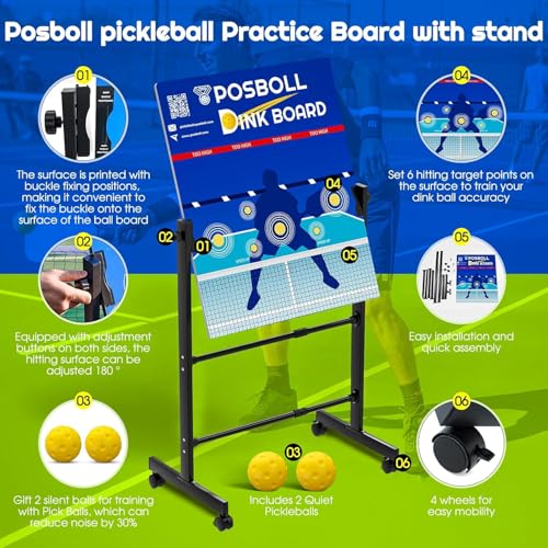Pickleball Practice Board&Dink Rebounder with Stand,Pickleball Wall