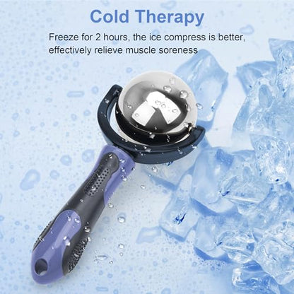 Cold Massage Roller Ball, Cold Therapy Relief, Portable Fitness Ice Roller Ball with Handle, Great Tool for Back/Neck Pain (Blue) - color: Blue