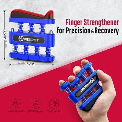 FitBeast Grip Strength Trainer, Hand Gripper Strengthener Kit - 6 Pack with Adjustable Resistance Forearm Strengthener, Forearm Exerciser and Massage Balls for Hand Therapy, Grip Training - color: Navy Blue