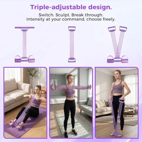 Pedal Resistance Band with Handles, Multifunction Tension Rope & Sit Up Exercise Equipment for Full Body Workout, Chest Strength Training, Portable Home Gym Fitness Gear for Men & Women