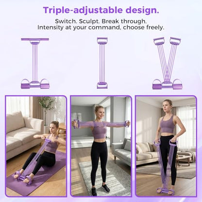 Pedal Resistance Band with Handles, Multifunction Tension Rope & Sit Up Exercise Equipment for Full Body Workout, Chest Strength Training, Portable Home Gym Fitness Gear for Men & Women