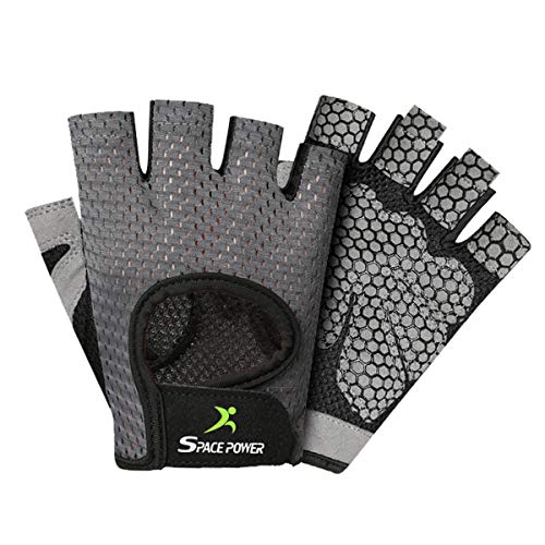 spacepower Workout Gloves - Lightweight Breathable Gym Gloves for Women & Men's Exercise - color: Gray, size: Medium
