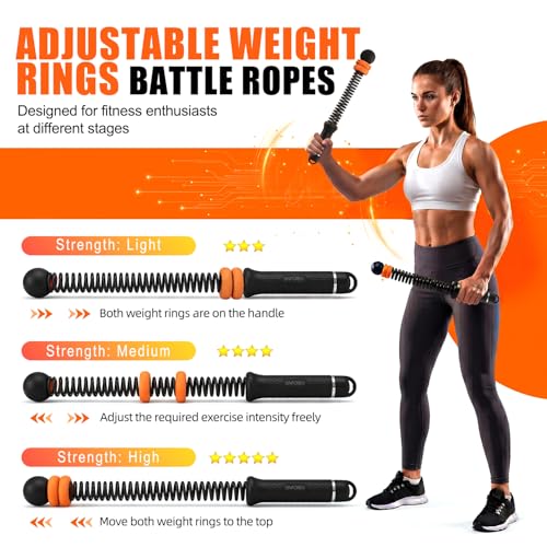 Ropeless Battle Ropes for Home Gym, Weighted Cordless Battle Ropes for Full Body Strength Building, HIIT and Cardio Training, Portable Workout Equipment with Adjustable Resistance for Men & Women