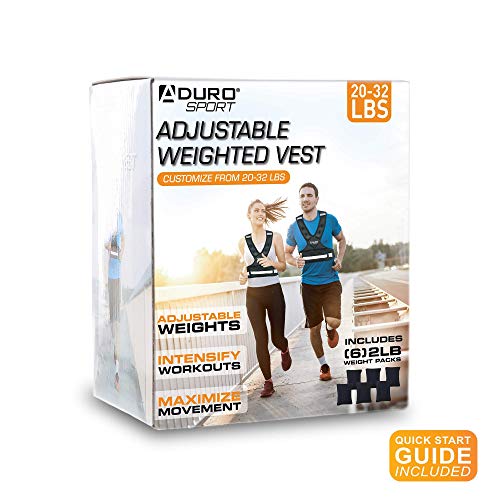 "Aduro Sport Adjustable Weighted Vest Workout Equipment, 4-10lbs/11-20lbs/20-32lbs/26-46lbs Body Weight Vest for Men, Women, Kids" - style: 20-32 Pounds (9.07KG-14.51KG)