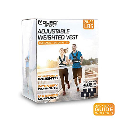 "Aduro Sport Adjustable Weighted Vest Workout Equipment, 4-10lbs/11-20lbs/20-32lbs/26-46lbs Body Weight Vest for Men, Women, Kids" - style: 20-32 Pounds (9.07KG-14.51KG)