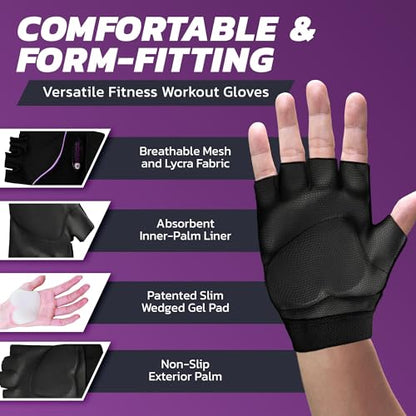 Wrist Assured Gloves - Slim Gel Pad & Absorbent Inner Liner, Workout Gloves for Women & Men, Yoga & Pilates - size: Large