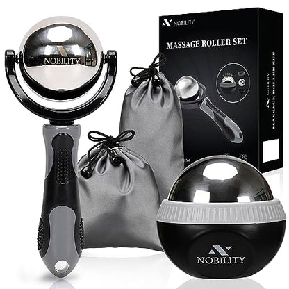 Nobility Massage Ball Roller– Ice Cold and Hot for Deep Tissue and Sore Muscle Relief of Stiffness and Stress, Body, Neck, Back, Foot, Plantar (Grey)