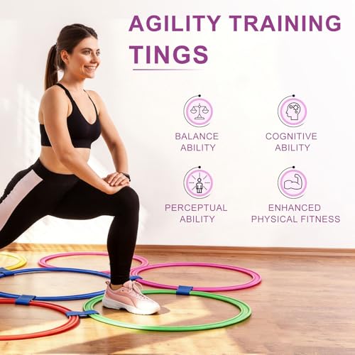 PATIKIL Agility Rings, Speed Training Rings 6 Colors Plastic Exercise Speed Circle Jumping Hoops for Gymnastic Sport Soccer