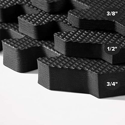 We Sell Mats 1/2 Inch Thickness Multipurpose EVA Foam Floor Tiles, Interlocking Floor Mat for Indoor Gym and Home Use, 24 in x 24 in, Black