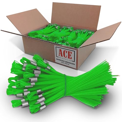 ACE Supply Green Marking Whiskers - 250 Pack - Durable Marking Set - Use As Survey Stakes, Construction Markers, Or Trail Markers - color: Green, size: 250 Pack